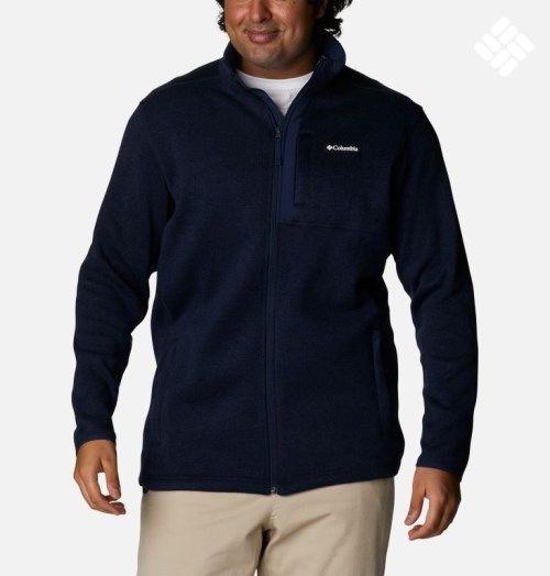 Men's Columbia Sweater Weather Full Zip Fleece Jackets Navy | Plus Size CA-Q0586